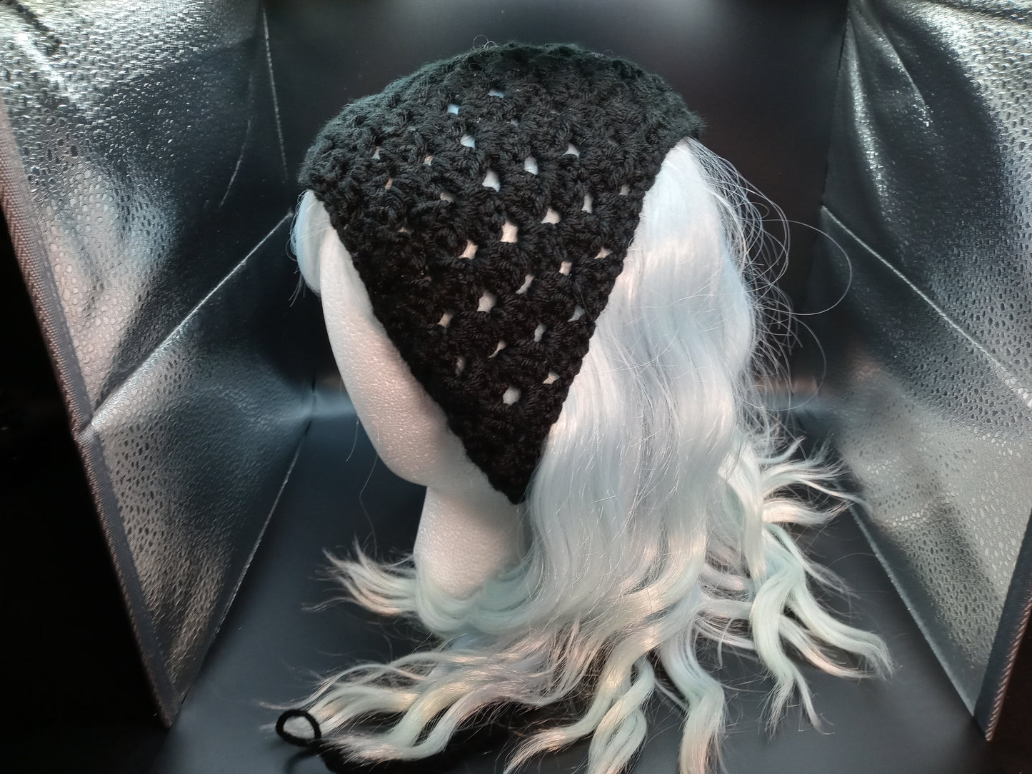 Black Crochet Bandanna